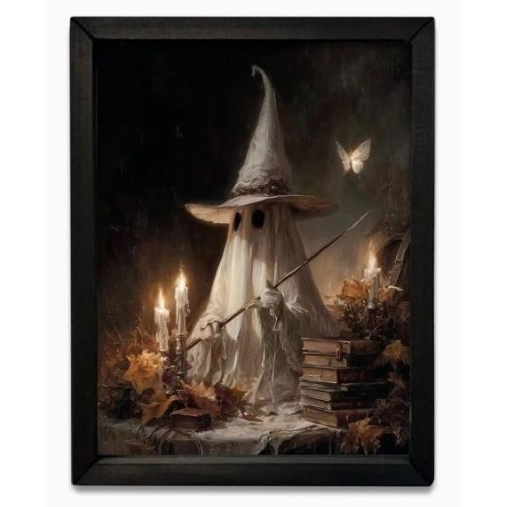 Enchanted Ghost Spells Box Frame Halloween Picture 12x16 Spooky Wall Decor‎ NEW
